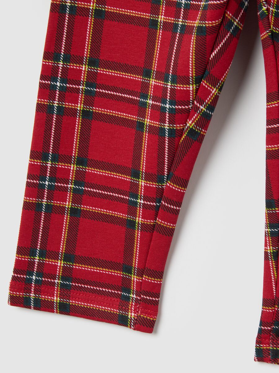 Girls' Multicolour Check Skinny Leggings in Stretch Cotton_3