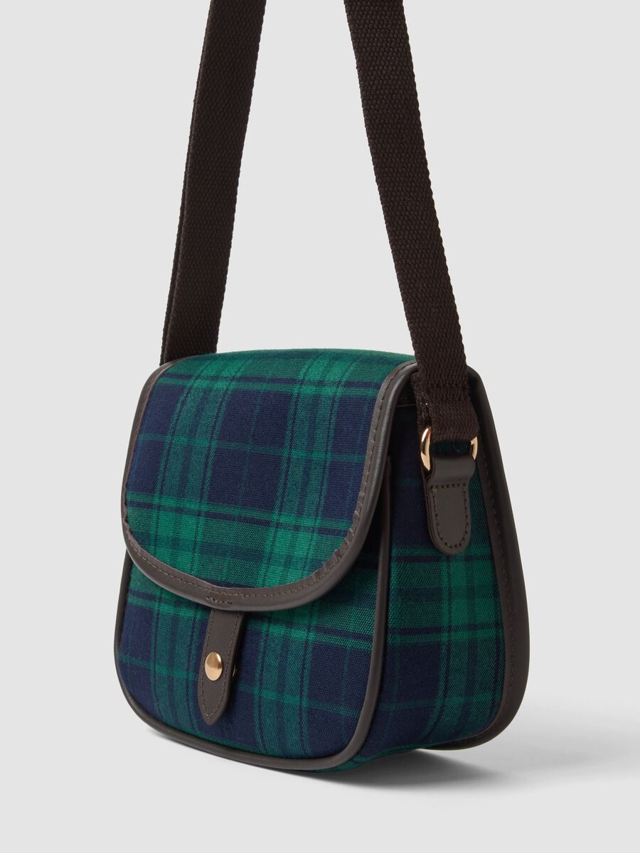Multicolour stretch-fabric crossbody bag with tartan check_1