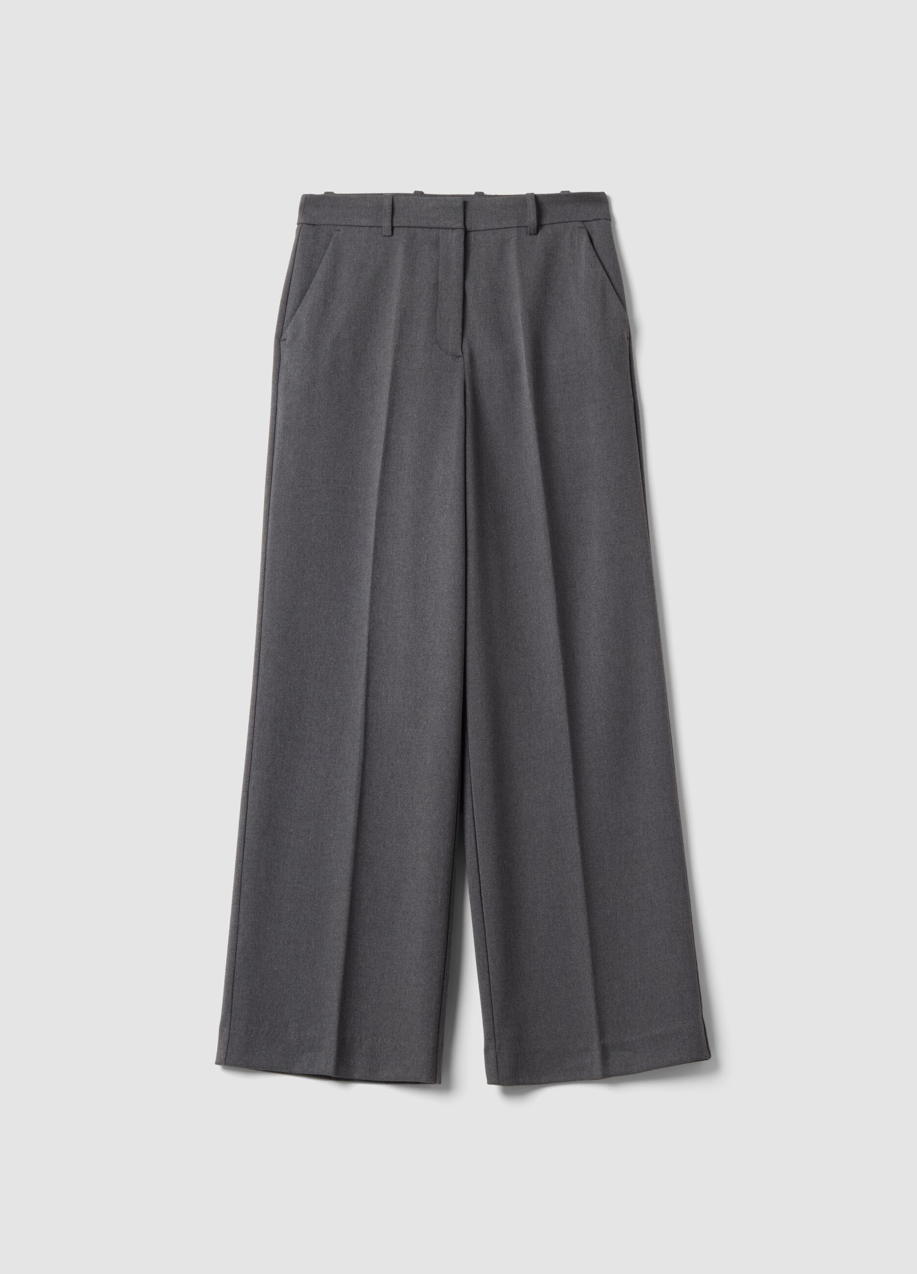 Pantaloni formali grigi flare in viscosa elasticizzata