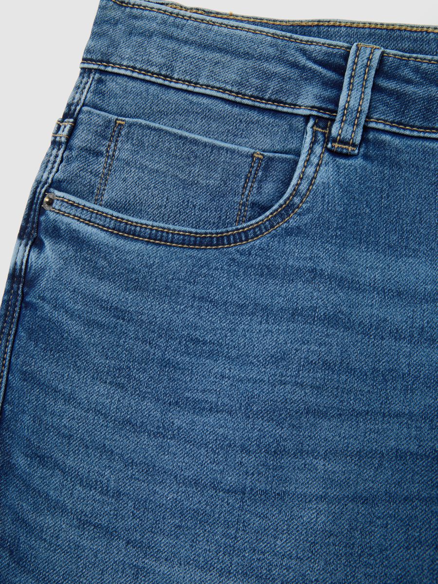 Blue denim skinny fit cotton blend jeans_5