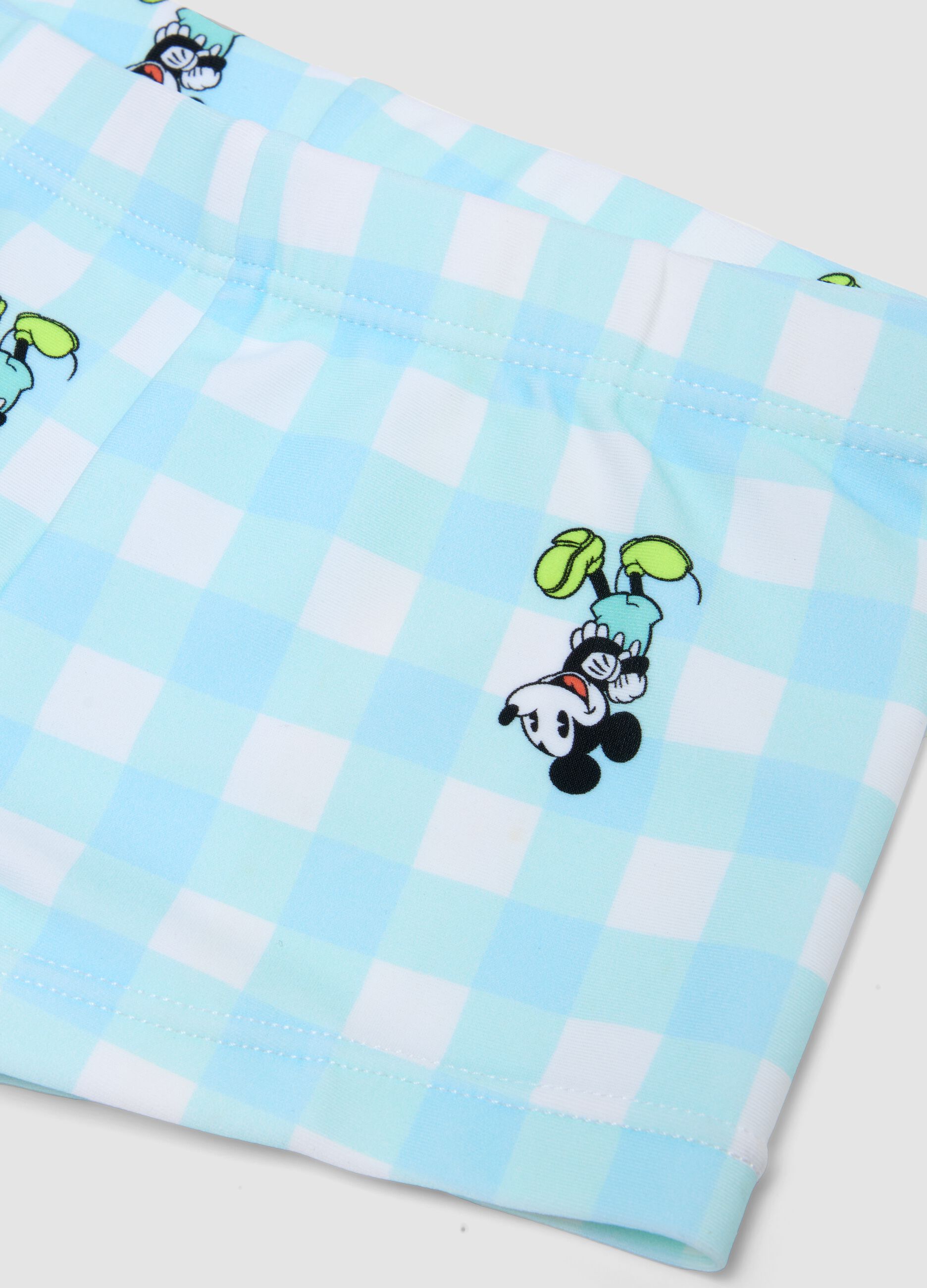 Baby Mickey blue and white gingham swim briefs