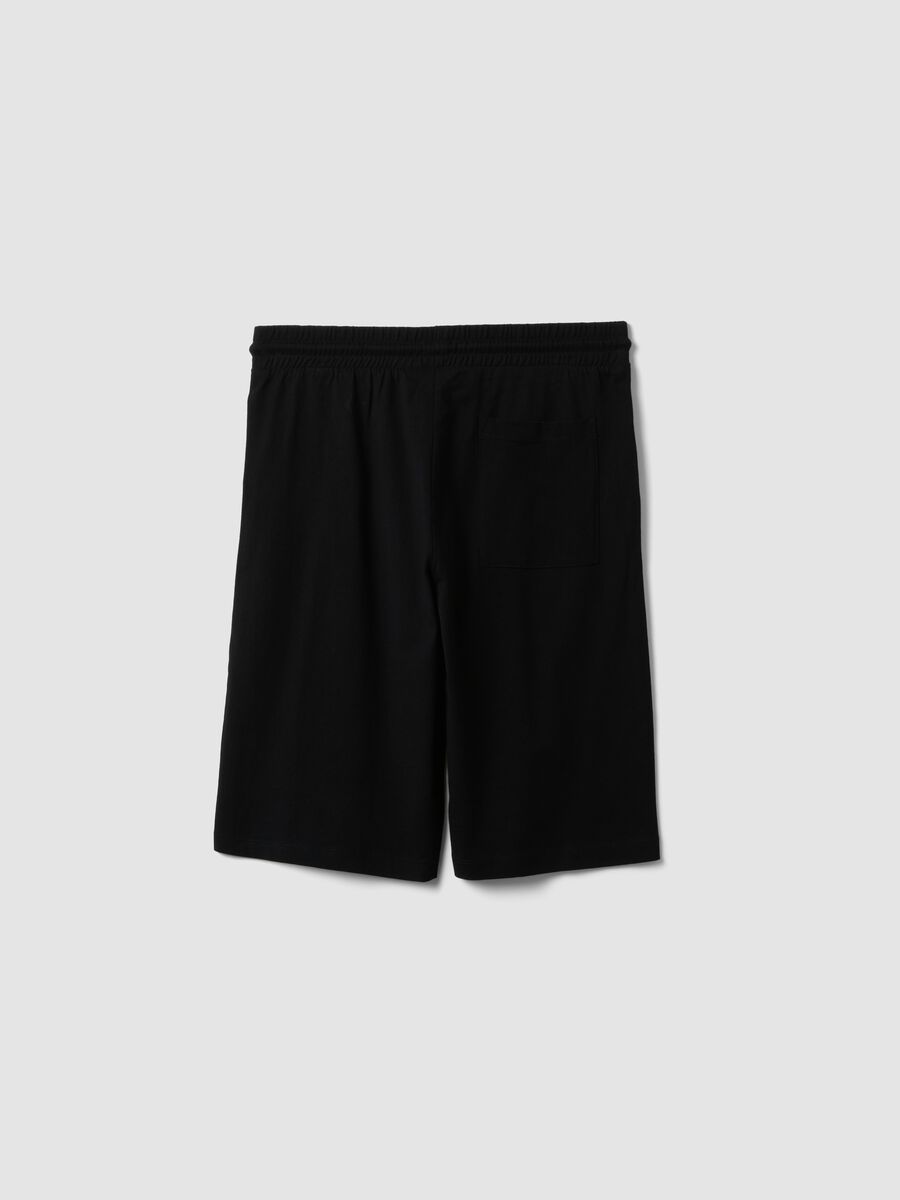 Black organic cotton Bermuda shorts with elasticated waist_1