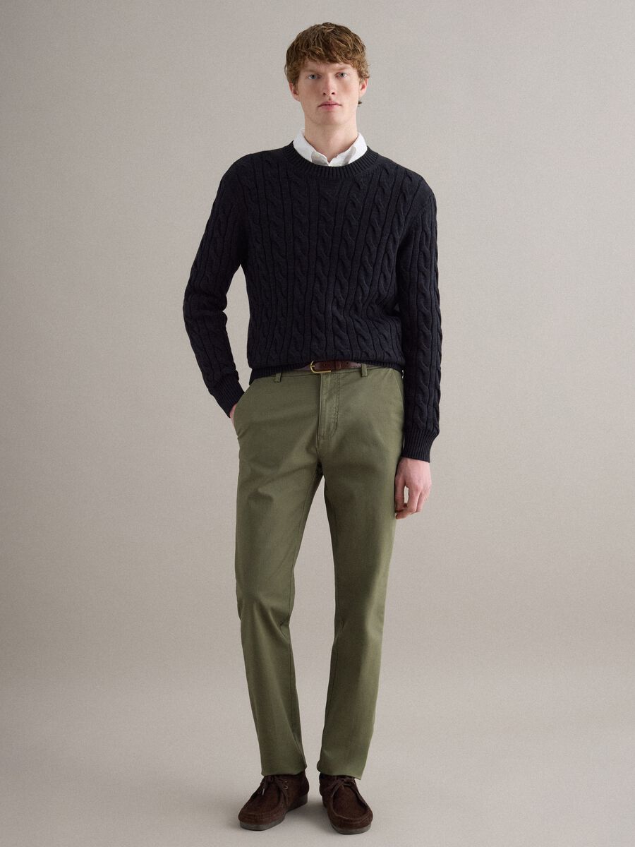 Slim Fit Green Stretch Cotton Chinos_0