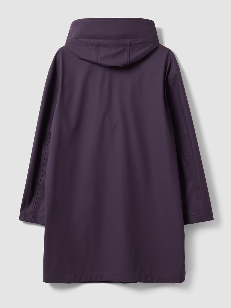 Lange violette Jacke mit Kapuze und Reissverschluss_5