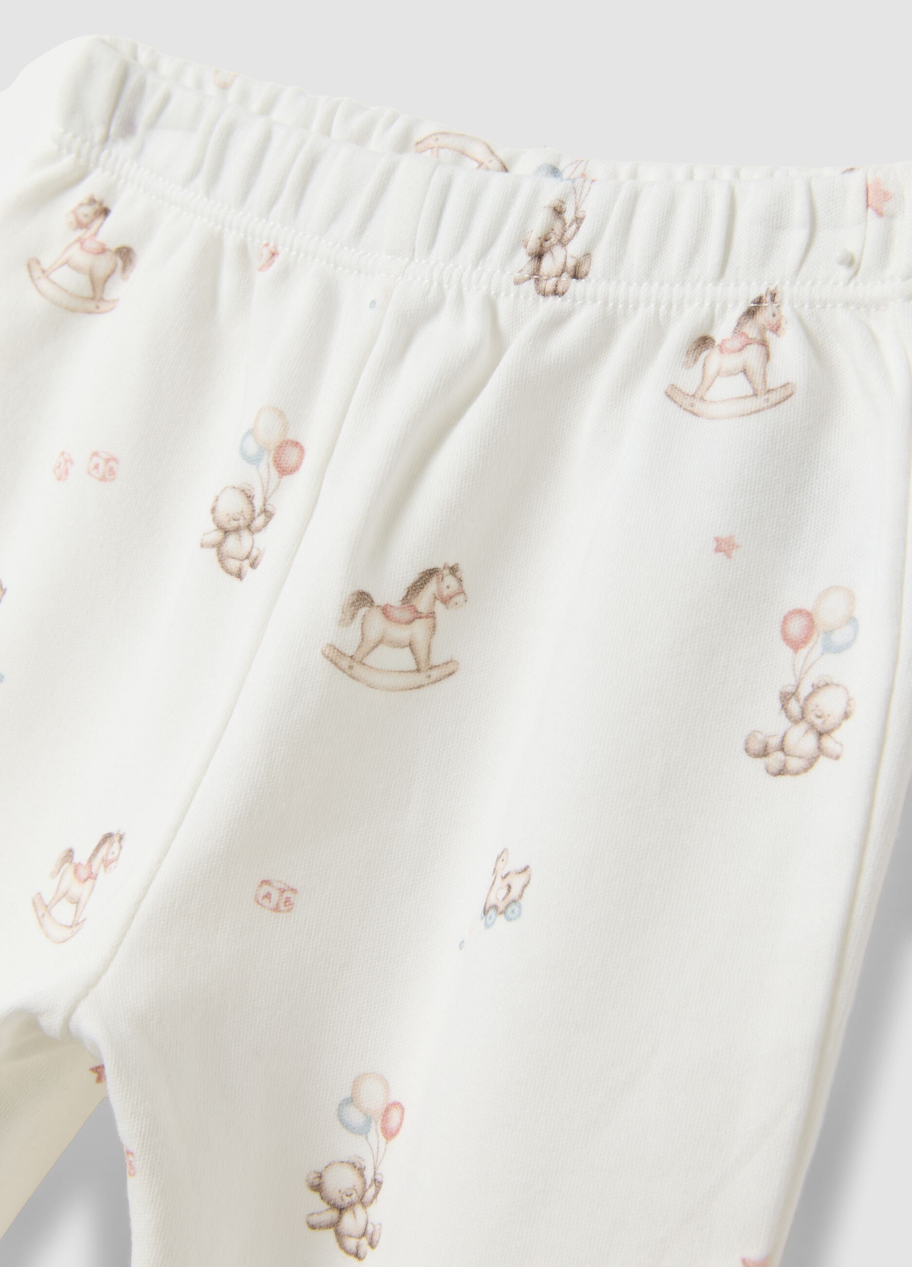 Conjunto de 2 leggings com p&eacute;s em algod&atilde;o org&acirc;nico rosa e branco