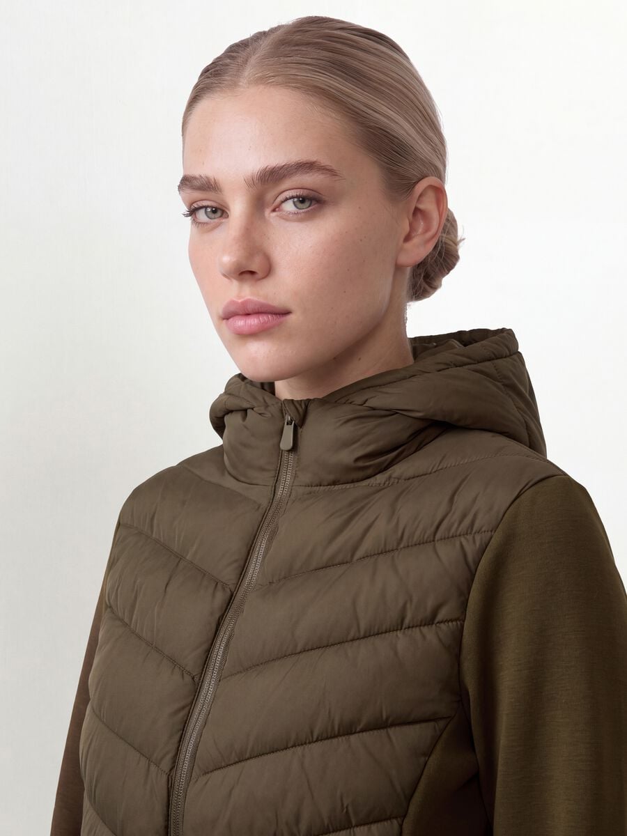 Brown regular-fit hooded zip-up jacket_0