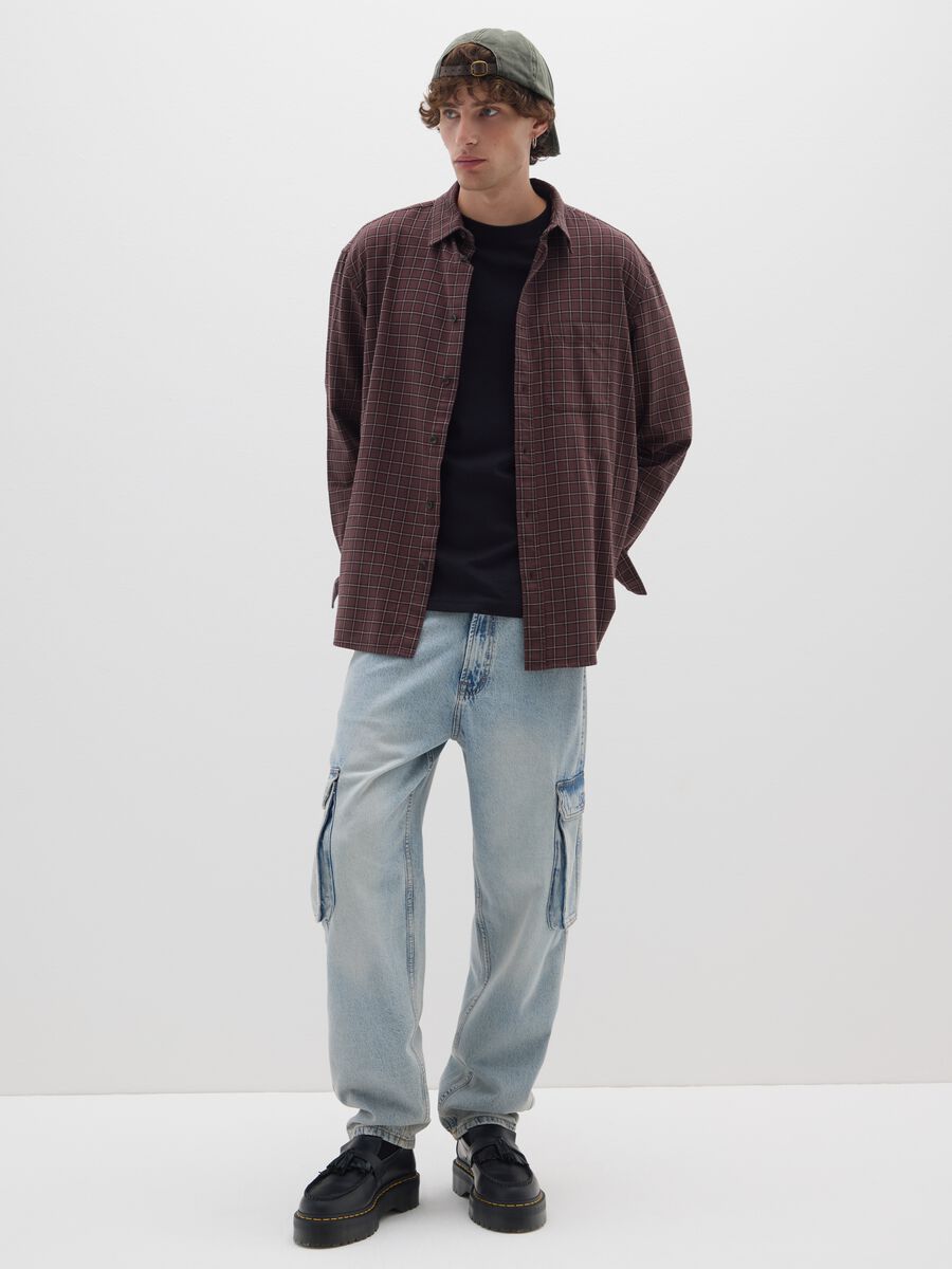 Blue denim baggy jeans with cargo pockets_0