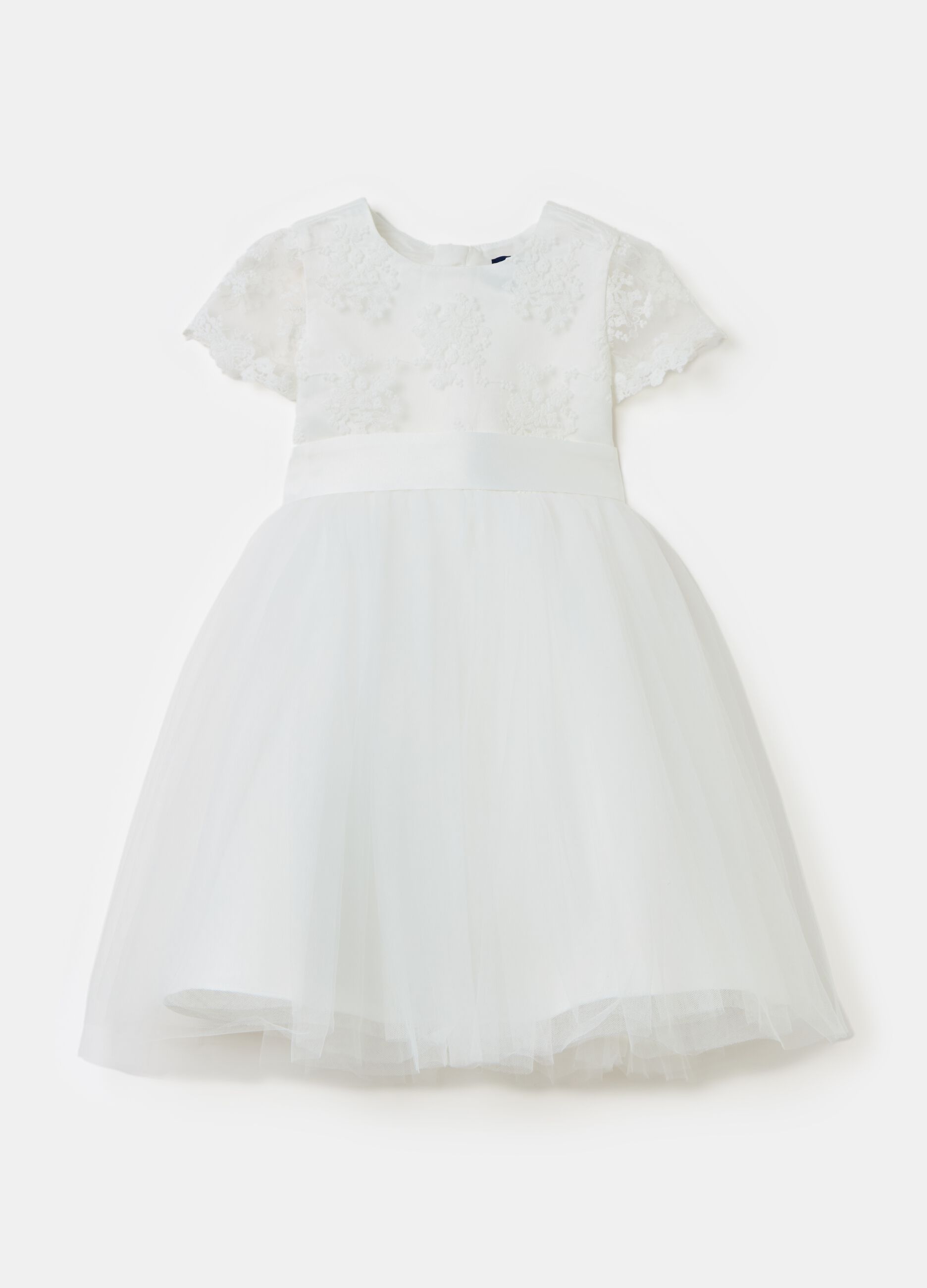 Tulle dress with lace inserts