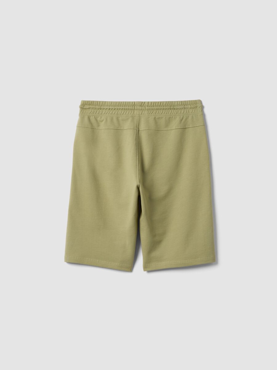 Green pure cotton jogger shorts for boys with elasticated waistband_4