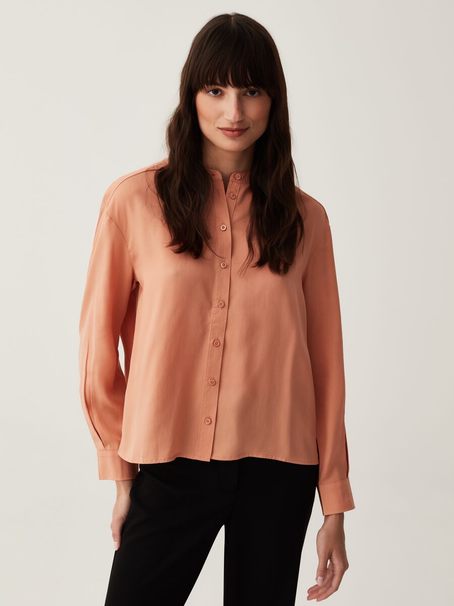 Lyocell shirt with Mandarin collar_0