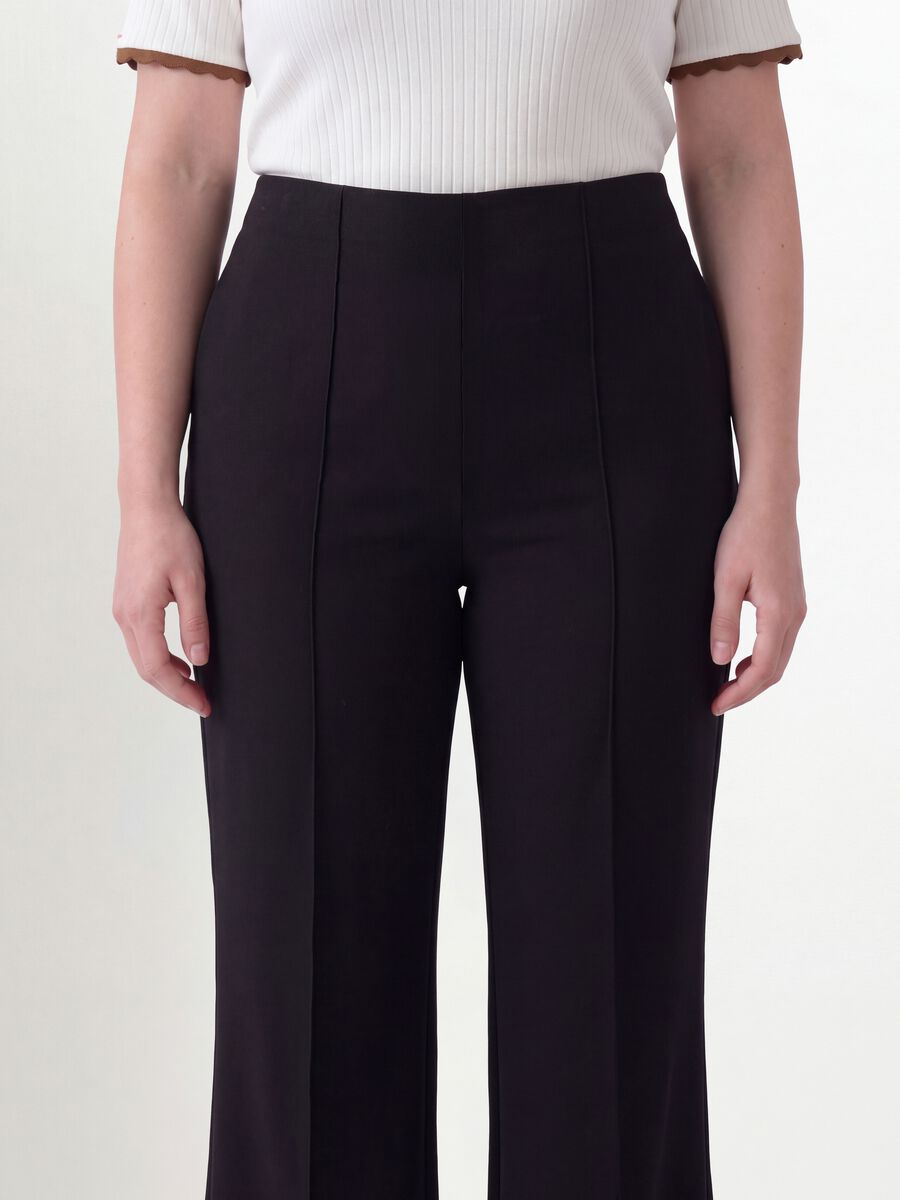 Black flare-fit trousers in stretch viscose_2