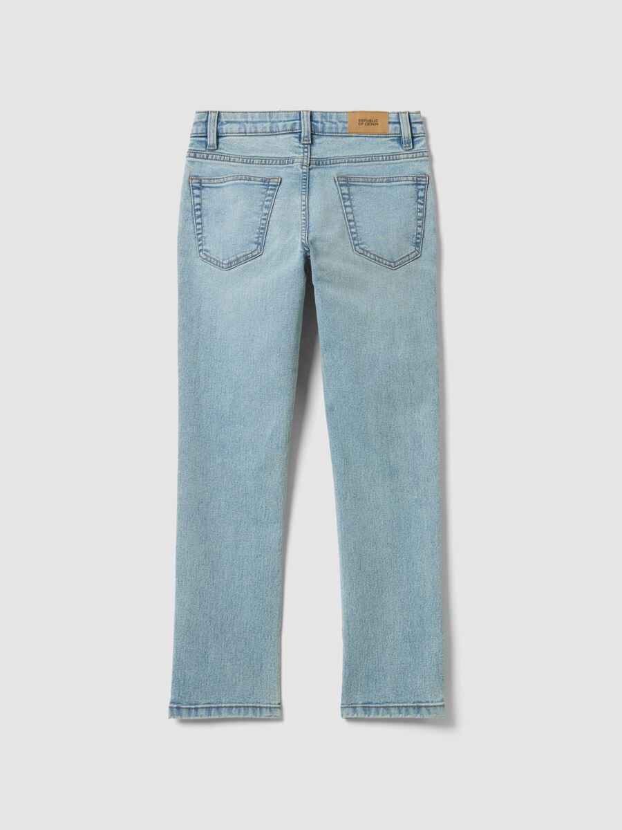 Light Blue Stretch Cotton Regular-Fit Jeans for Boys_2