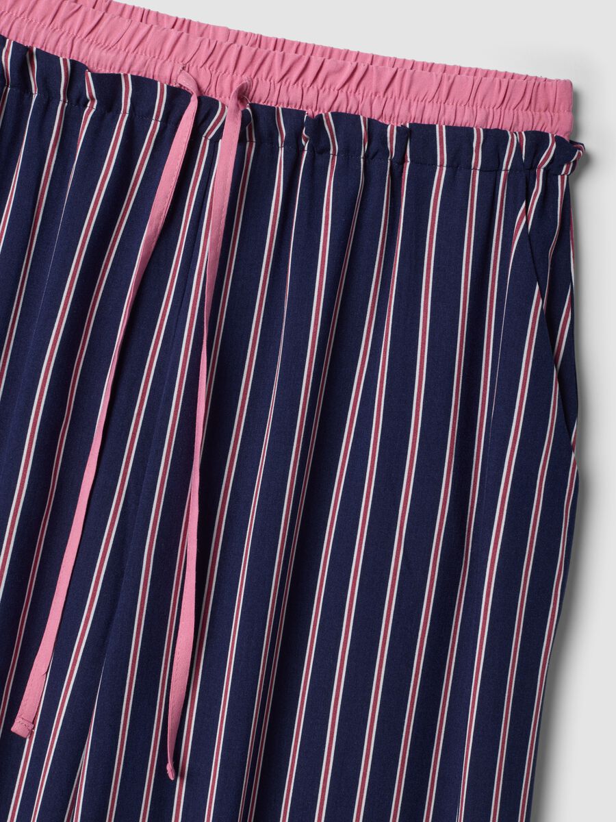 Blue striped pure viscose pyjama trousers_1