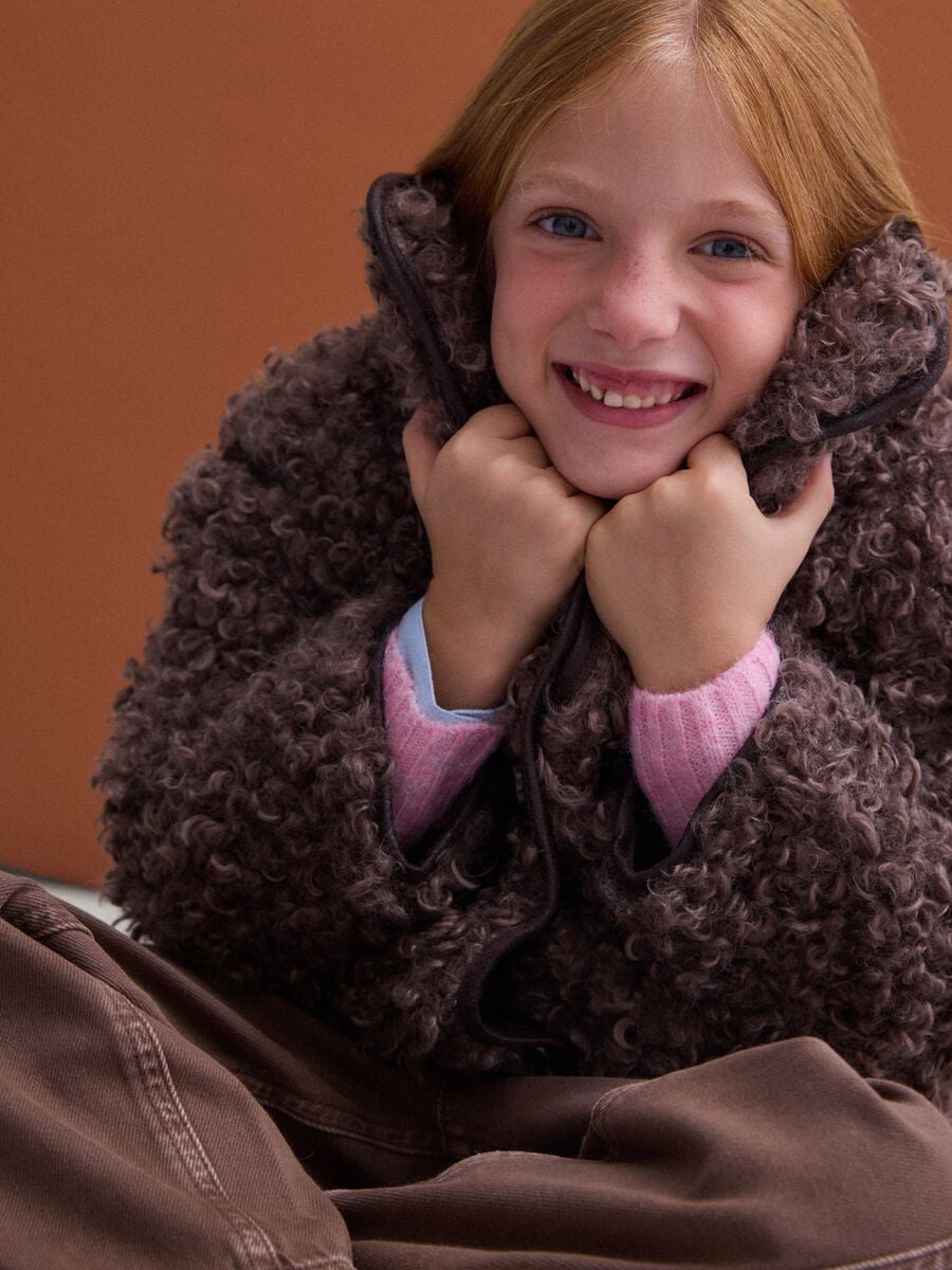Grey teddy jacket with buttons_0