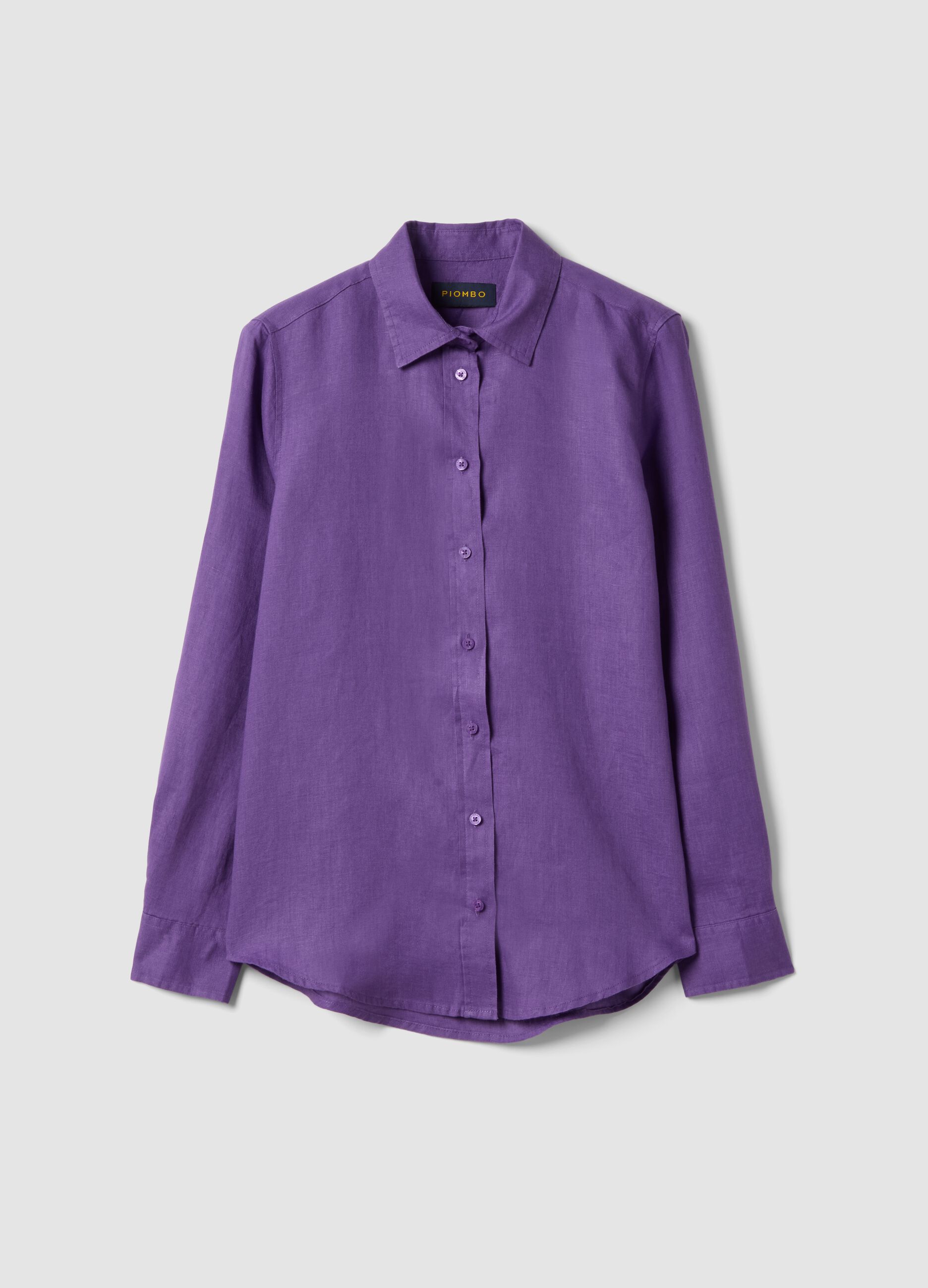 Purple pure linen regular fit shirt