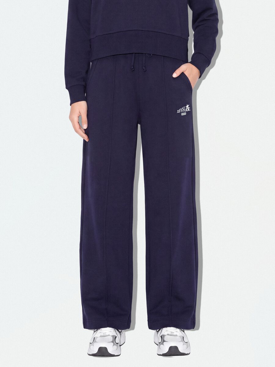 Blue cotton-blend straight-fit joggers_1