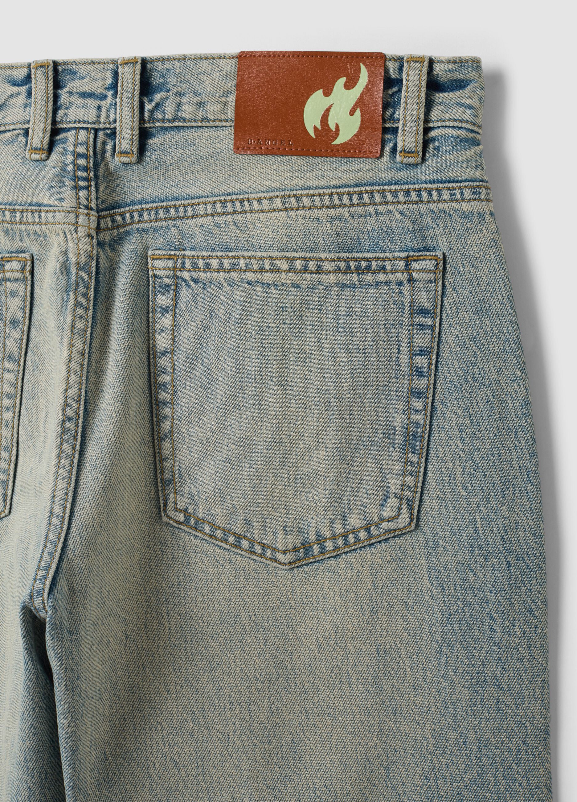 Light blue denim jeans in pure cotton, loose fit
