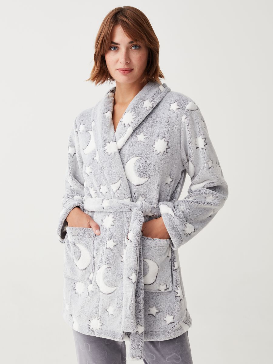 Short robe with stars and moon print_0