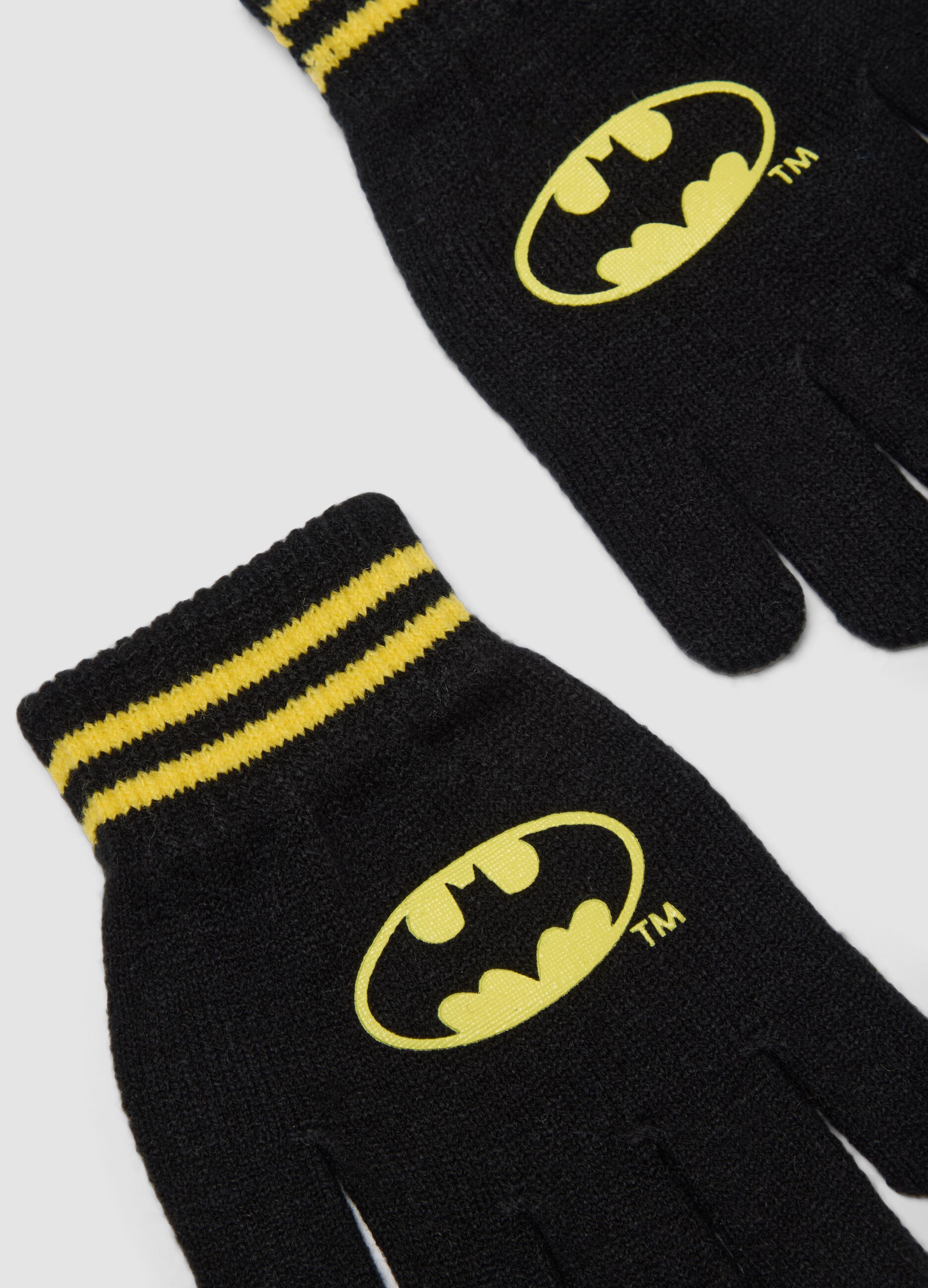 Guanti neri con stampa Batman per bambino e ragazzo