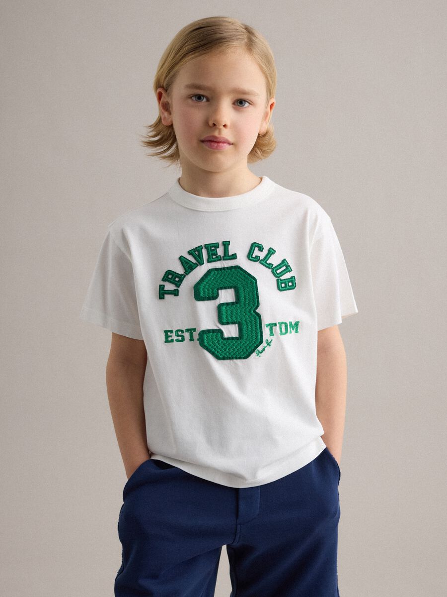 Pure cotton white children's T-shirt regular fit with print_0