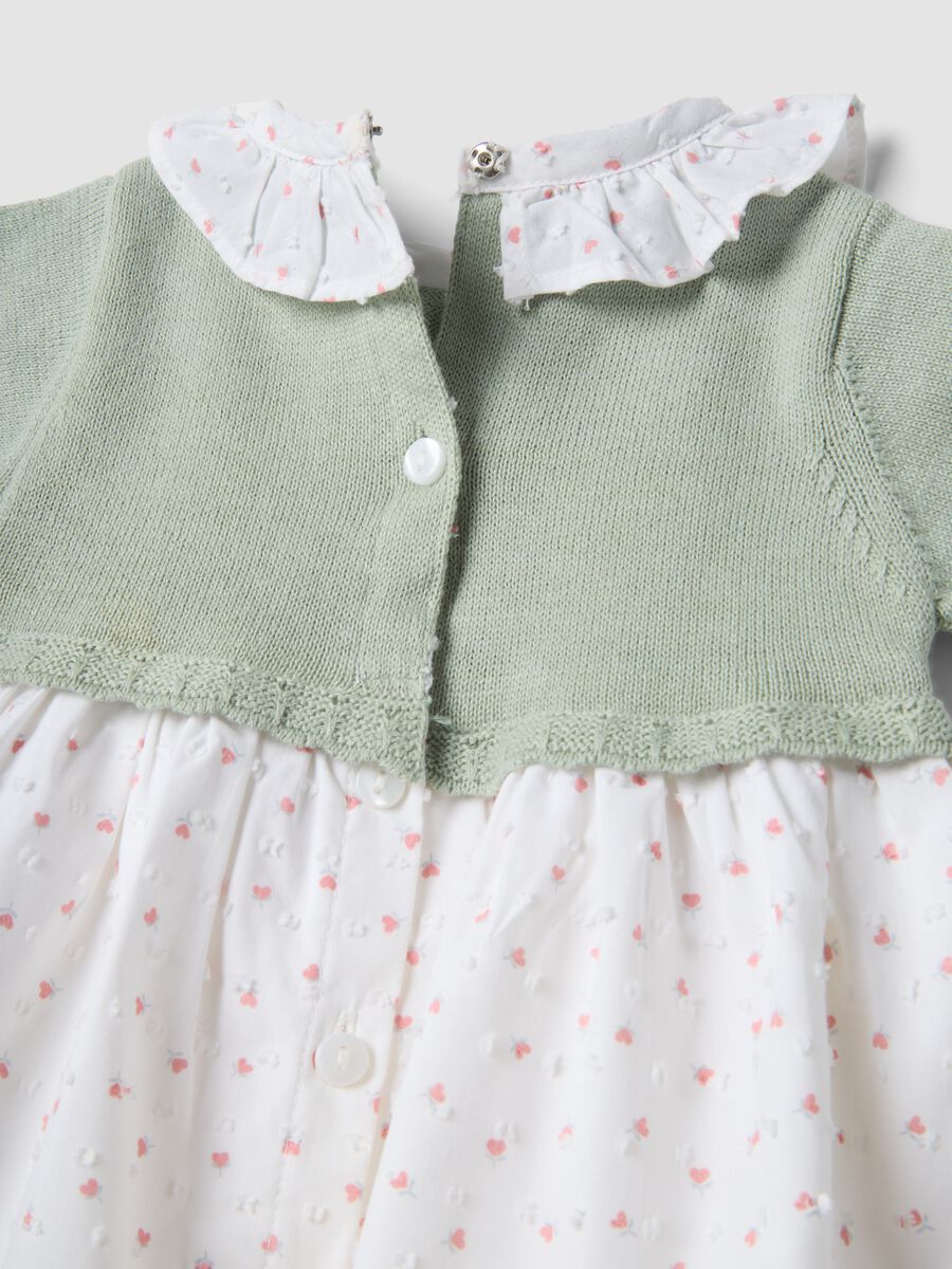 Baby girl's multicolour pure cotton dress with ruffle collar_3