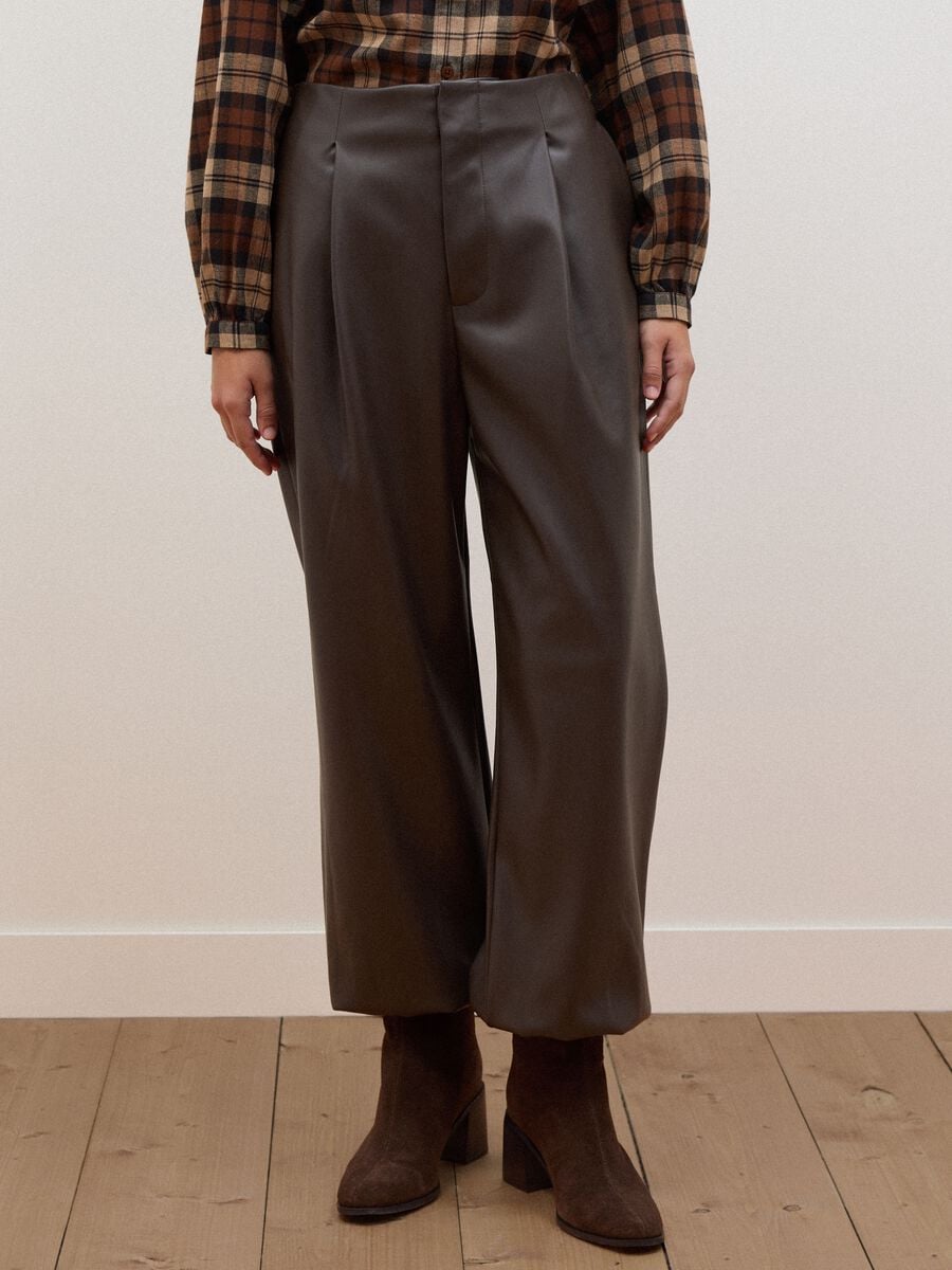 Braune Barrel-Fit-Hose mit Regular Waist_1