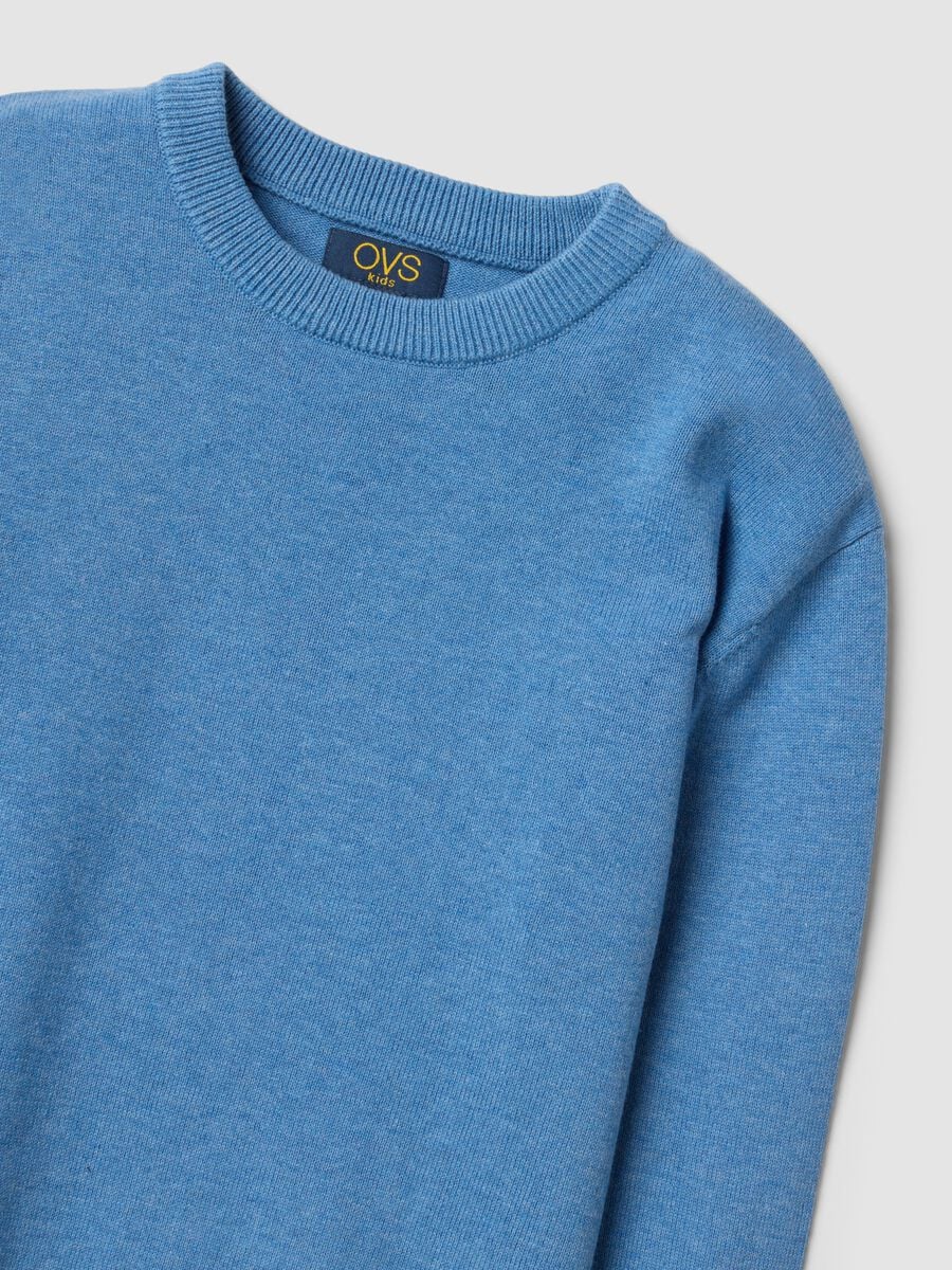Blue pure cotton oversized crew-neck jumper for boys_2
