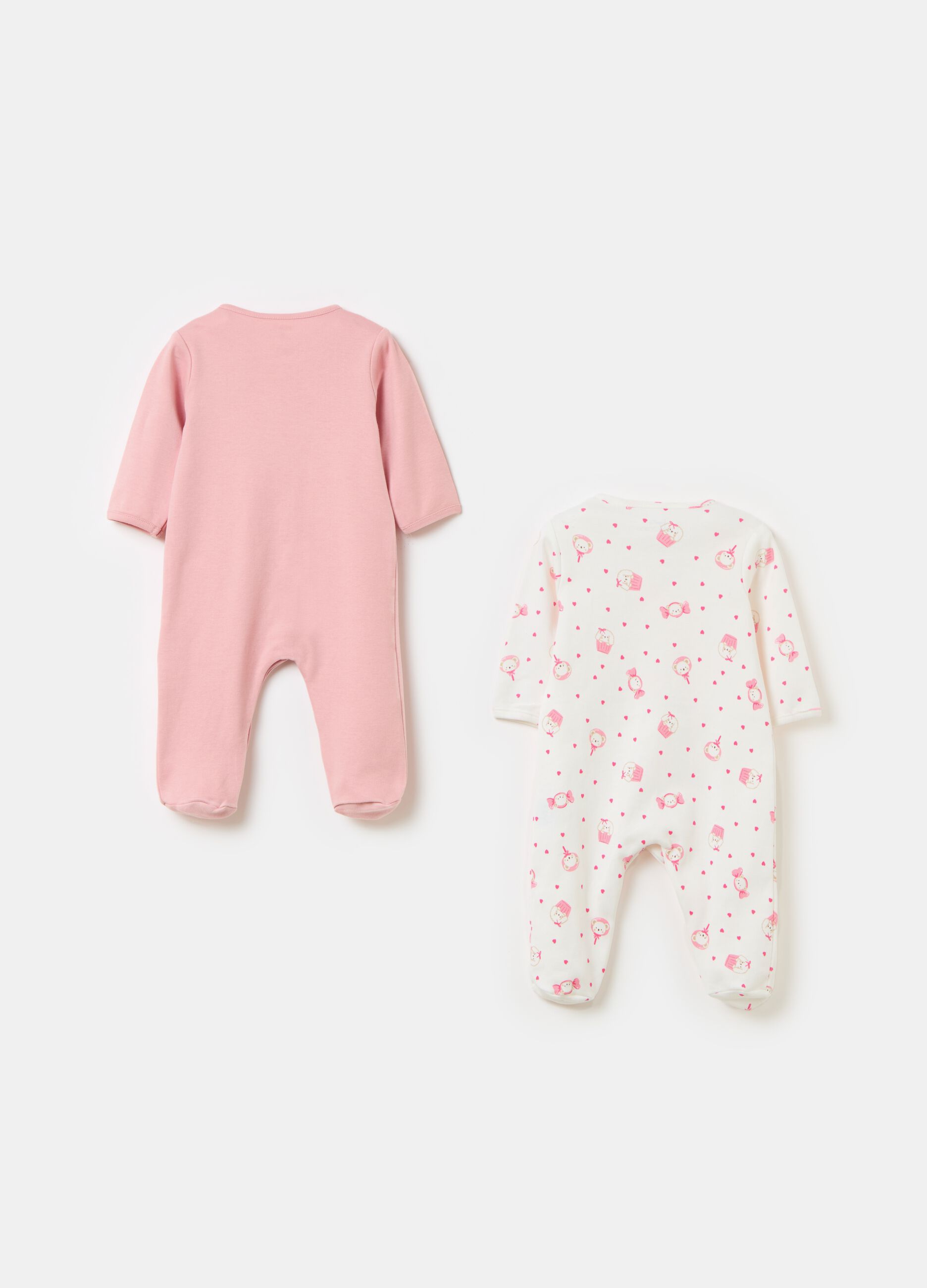Two-pack onesies in organic cotton with feet
