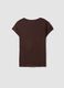 Brown pure cotton crew-neck T-shirt with slogan_6