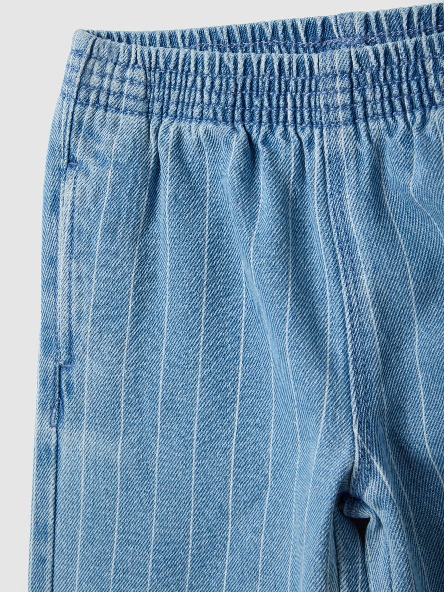 Blue wide leg cotton blend trousers for girls_2
