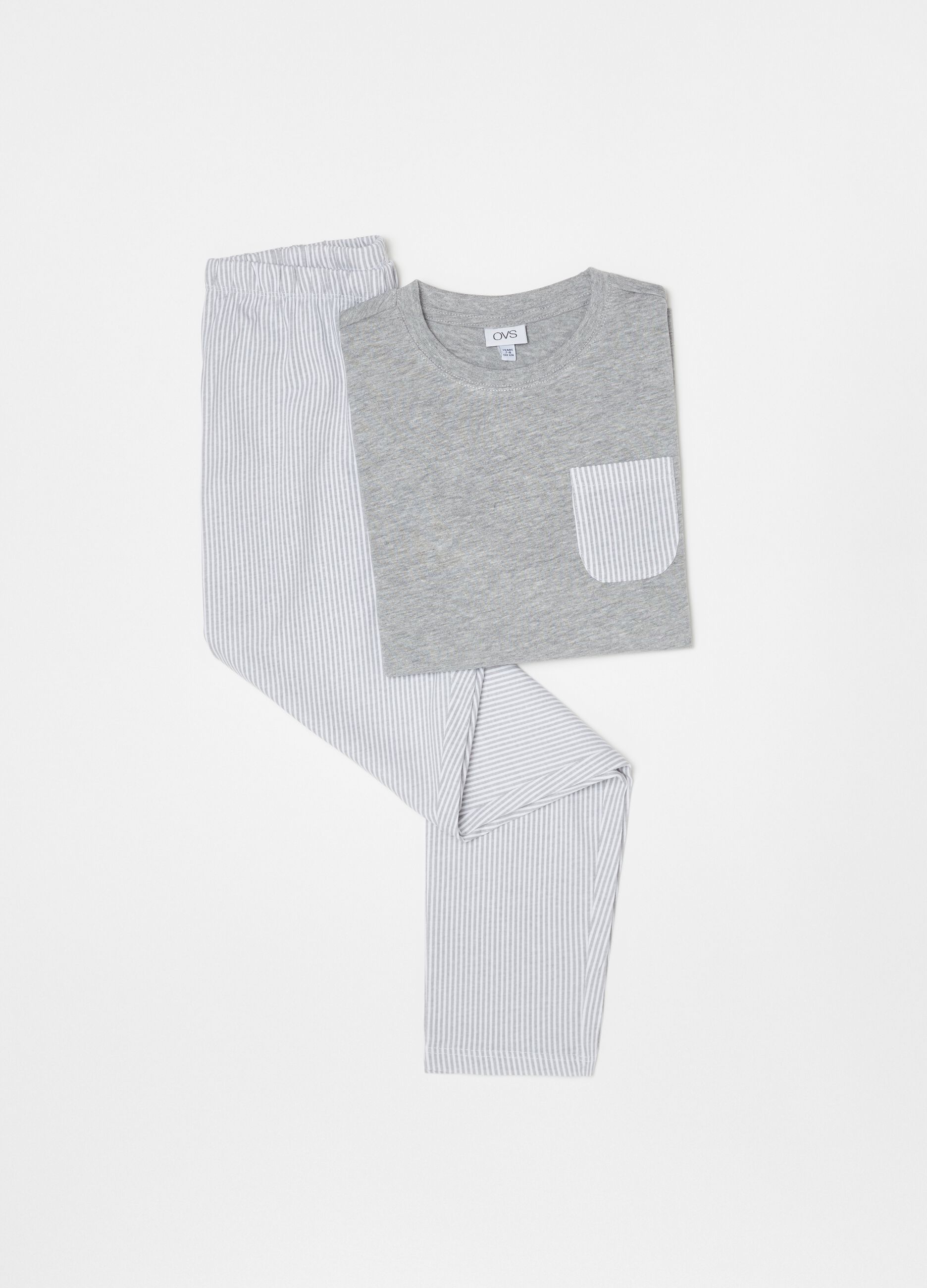 Pijama algodón 100% bolsillo de rayas