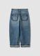 Jeans blu in puro cotone straight fit con passanti per bambina_1