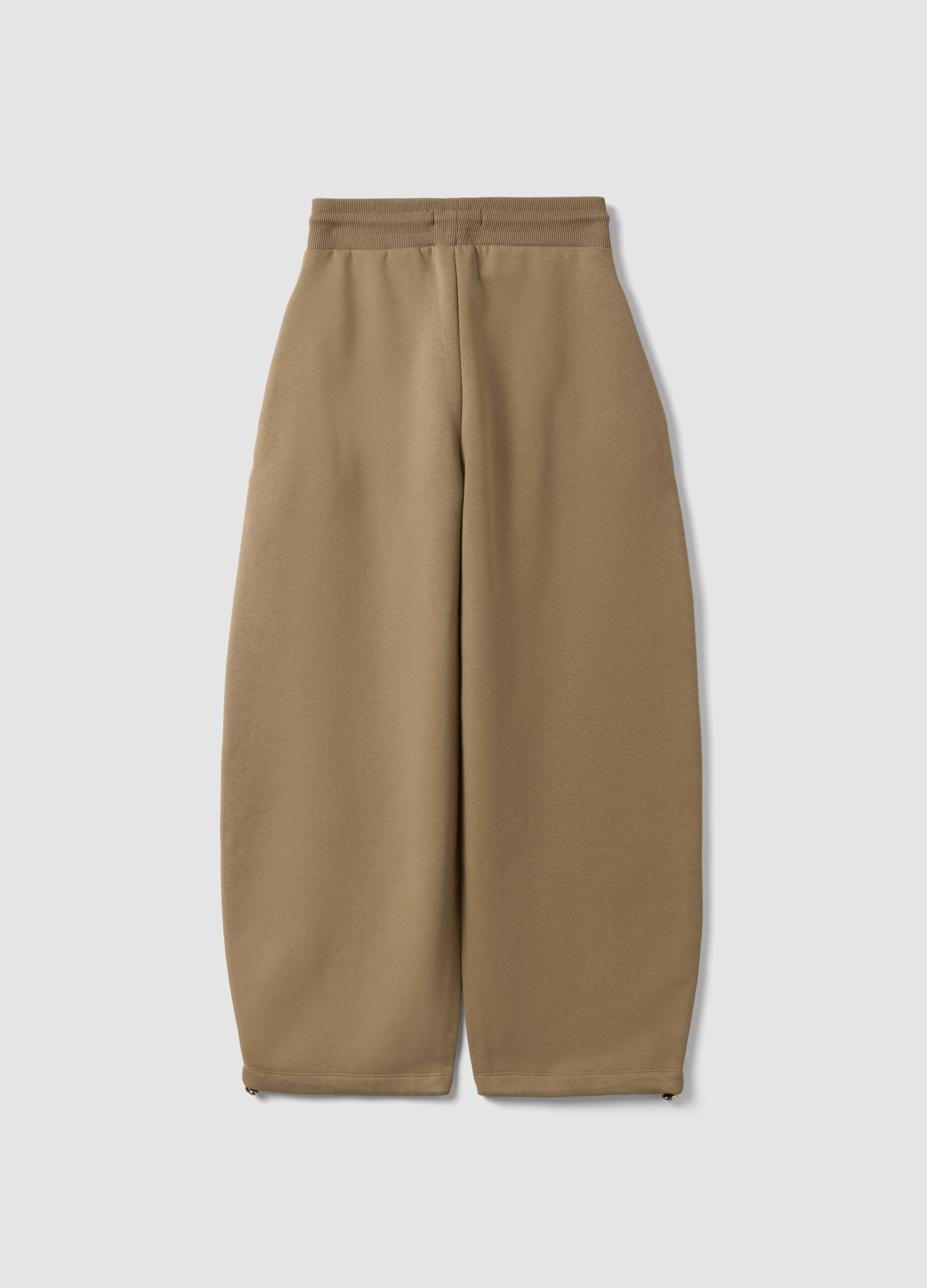 Beige cotton-blend baggy-fit jogger trousers