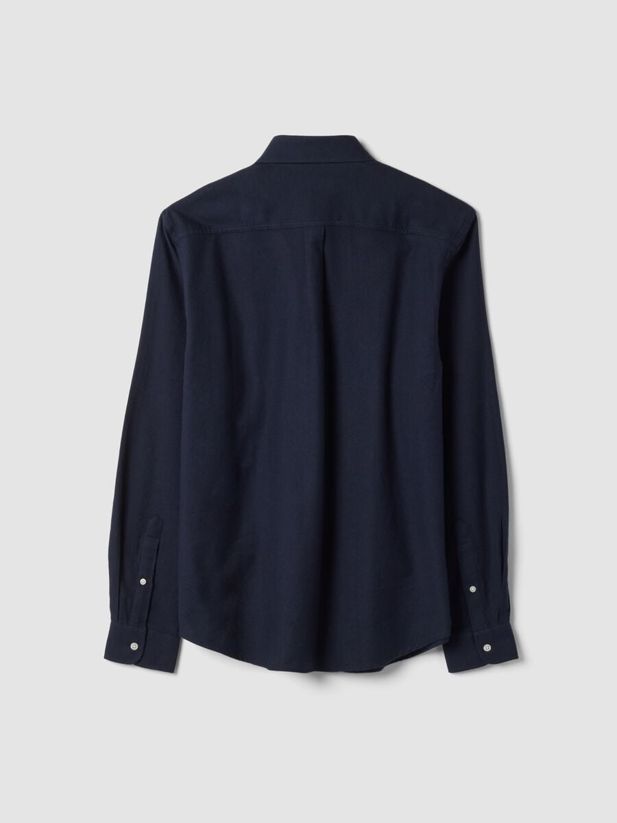 Camicia blu navy in flanella di puro cotone regular fit_1