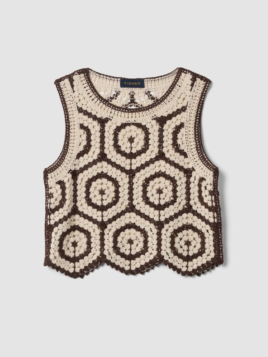 Regular-fit multicolour cotton-blend crochet top_4
