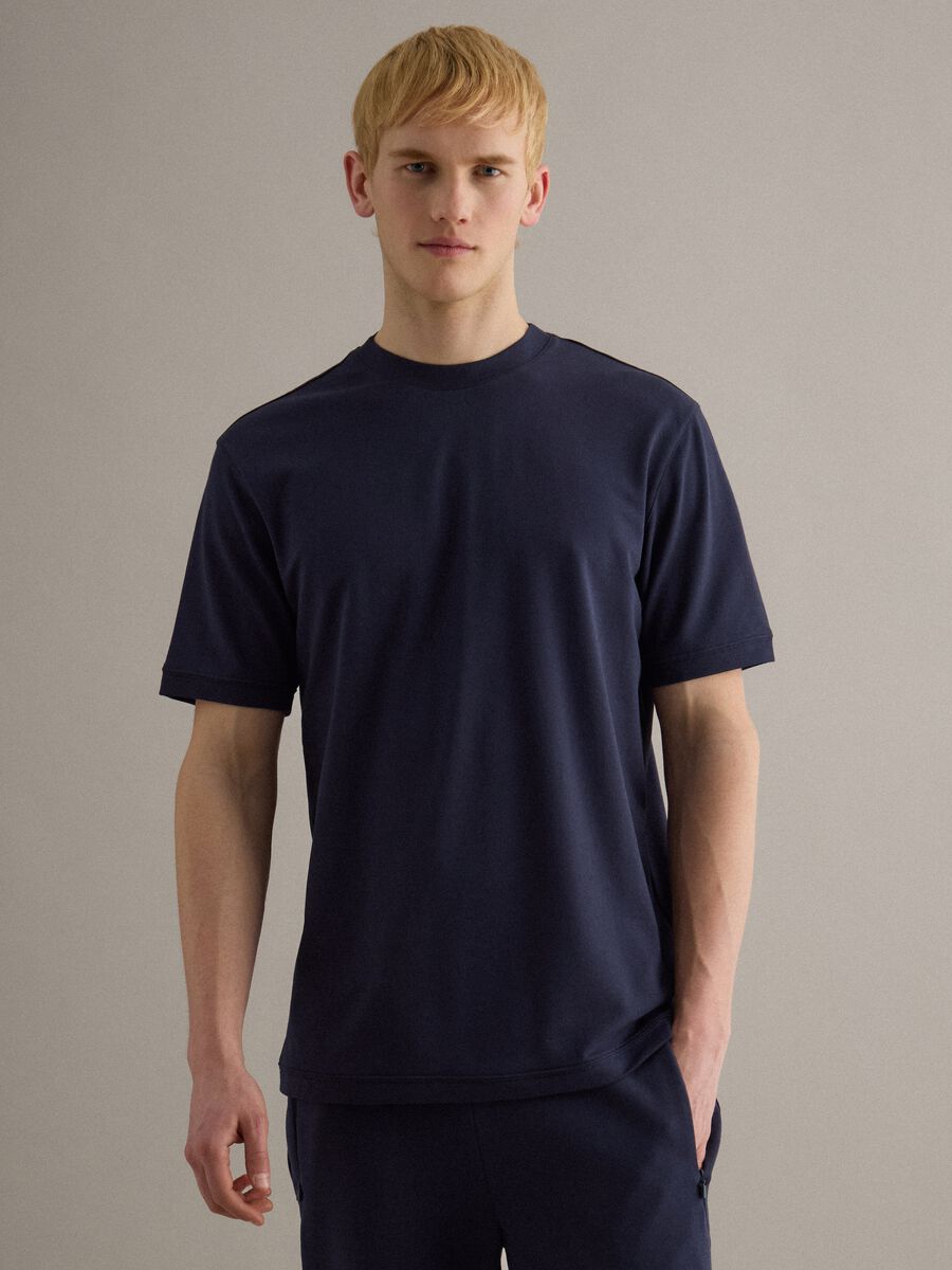 Blue relaxed fit crew neck t-shirt in stretch cotton_1