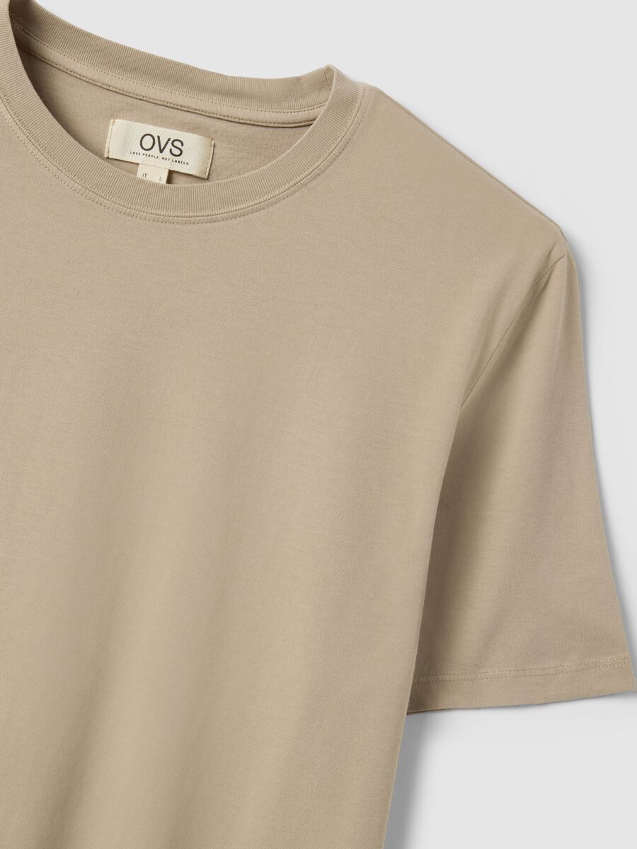 Beige short-sleeve t-shirt in pure Italian cotton_5