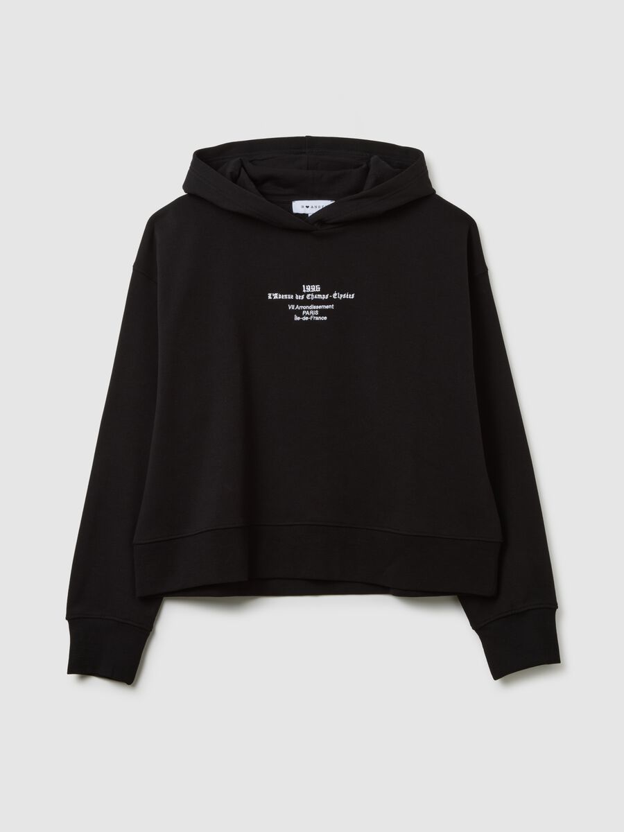 Black Cotton Blend Hooded Sweatshirt Regular Fit_4