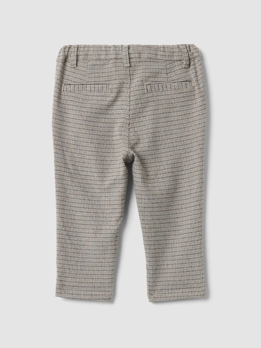 Pantaloni grigi in viscosa elasticizzata a fantasia regular fit_1