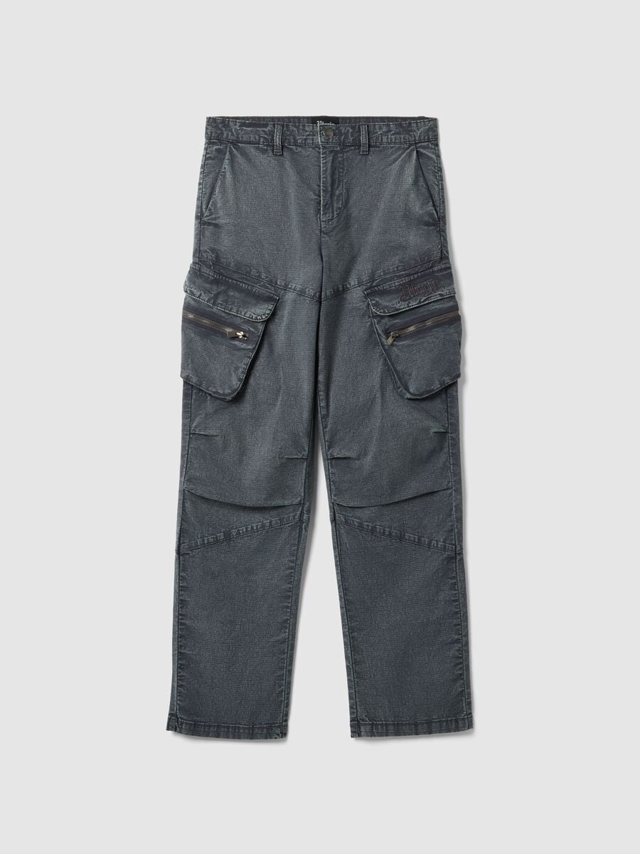 Washed Grey Cargo Trousers_0
