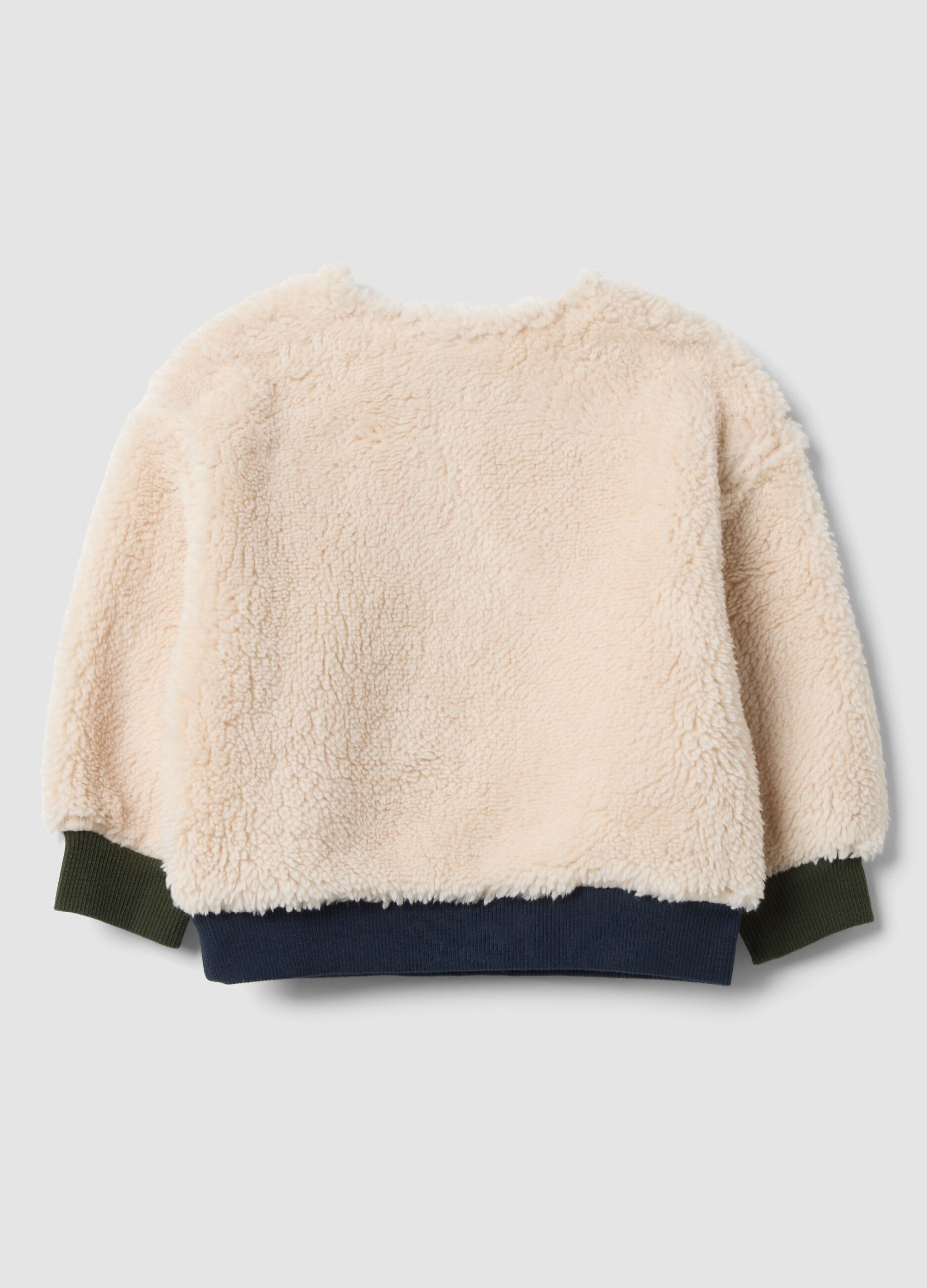 Beiges Baby-Sweatshirt aus Bio-Baumwolle mit Rundhalsausschnitt