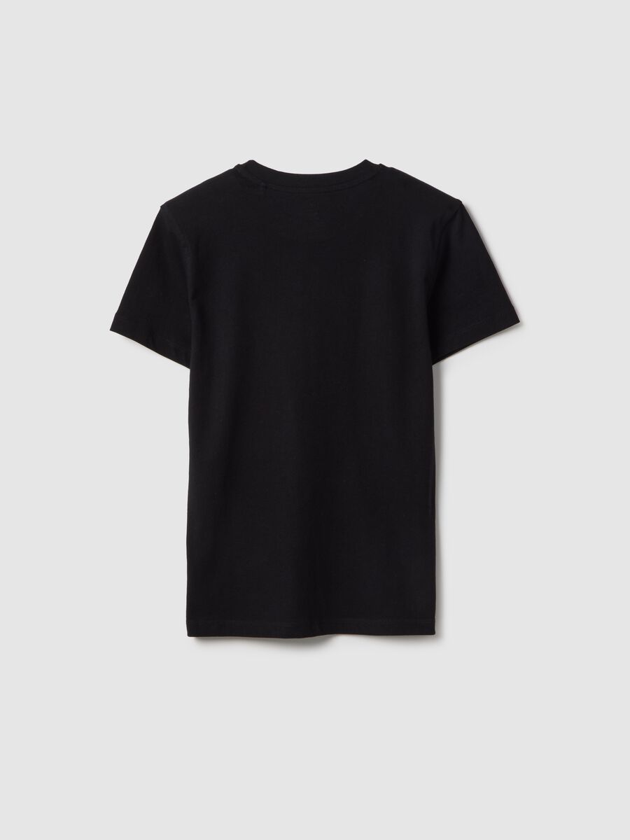 Regular fit boys' black pure cotton T-shirt with lettering_4
