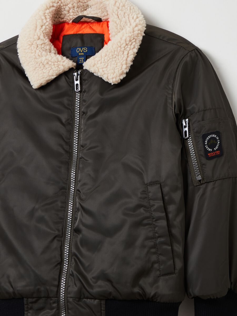 Padded bomber jacket with sherpa collar_2