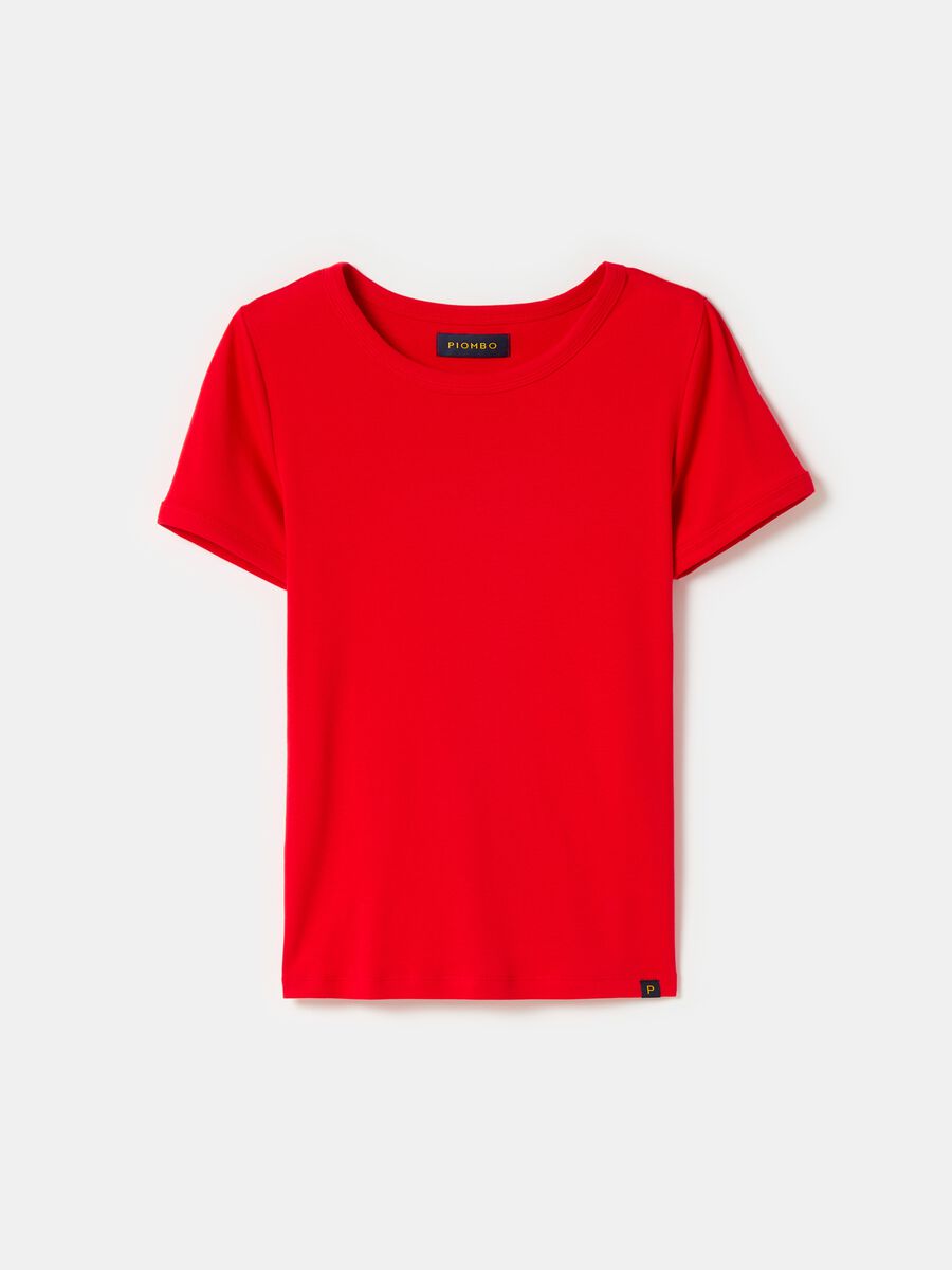 Camiseta cuello redondo de algodón elástico_3