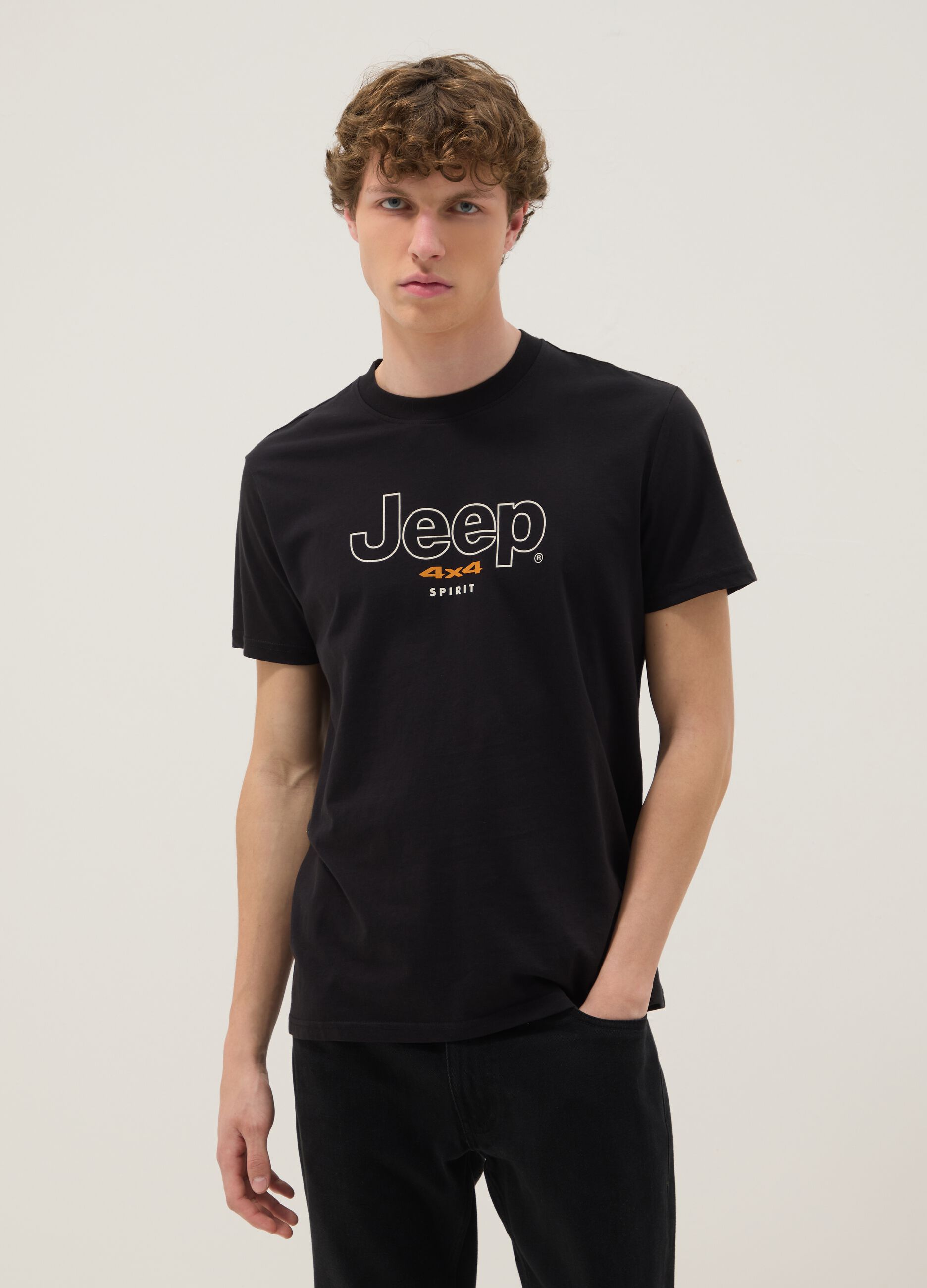 Black pure cotton regular fit t-shirt with print