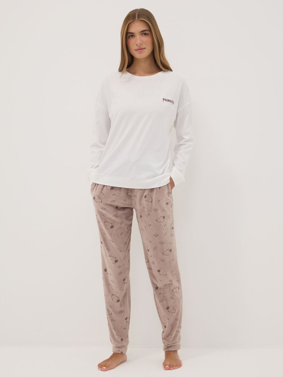 White pure cotton Peanuts print pyjama top_2