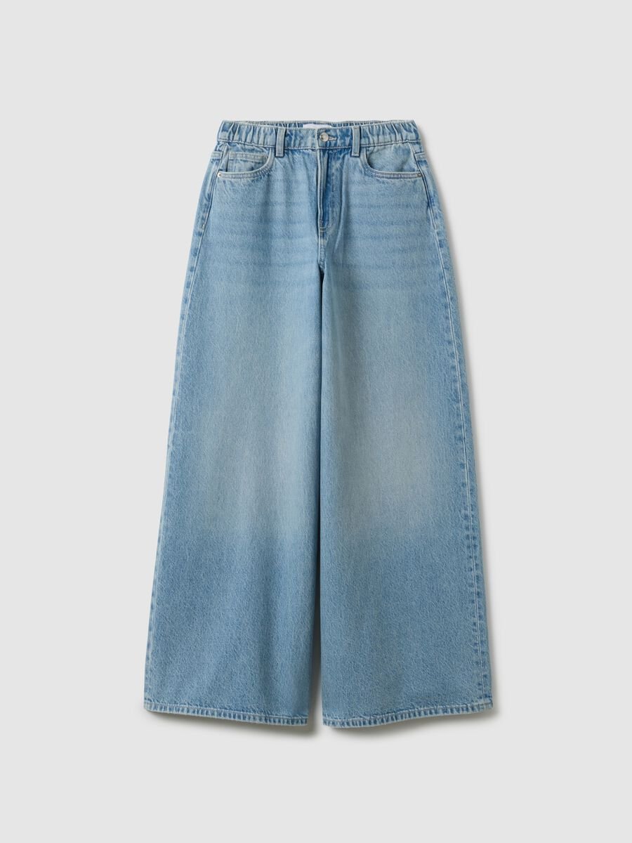 Jeans in pure blue denim cotton wide leg_4