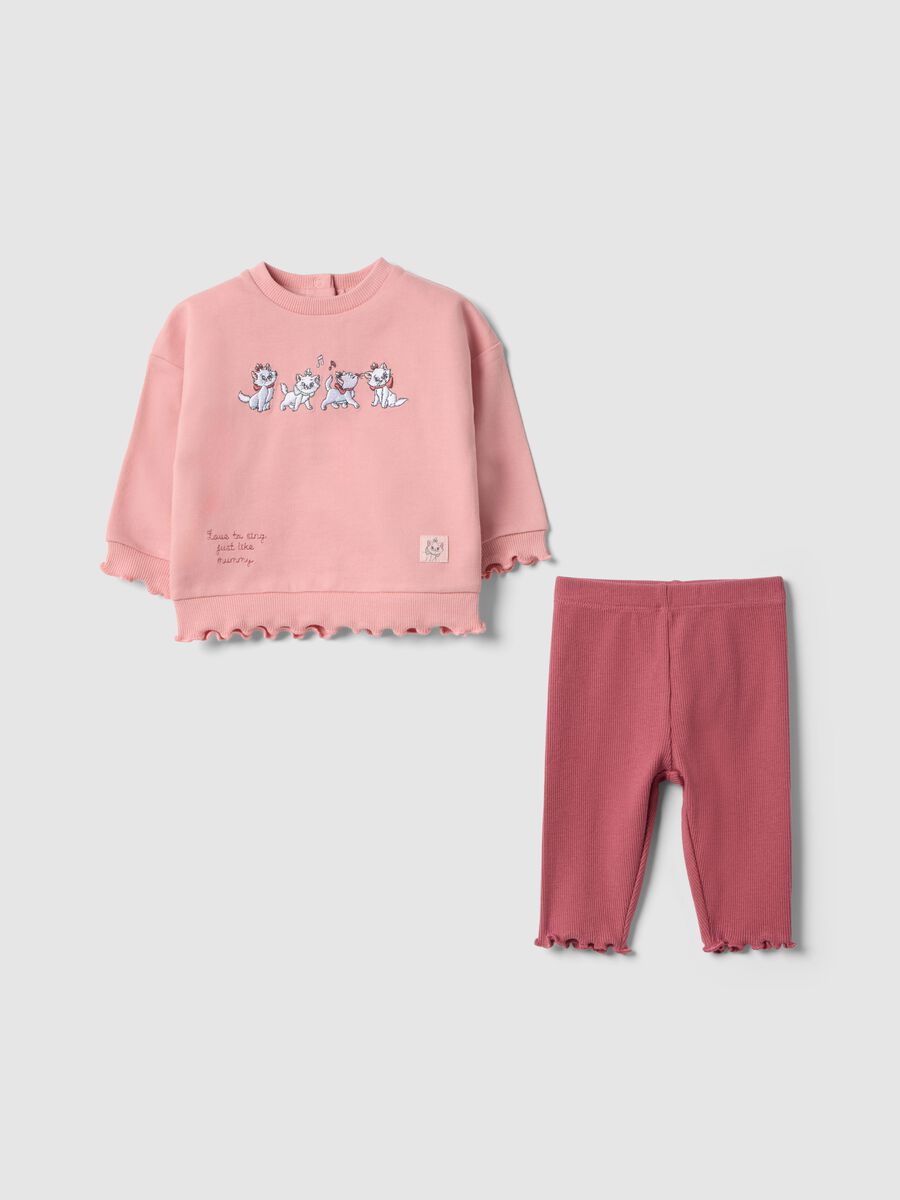 Baby Girls' pink pure cotton sweater and trousers set - Aristocats_0