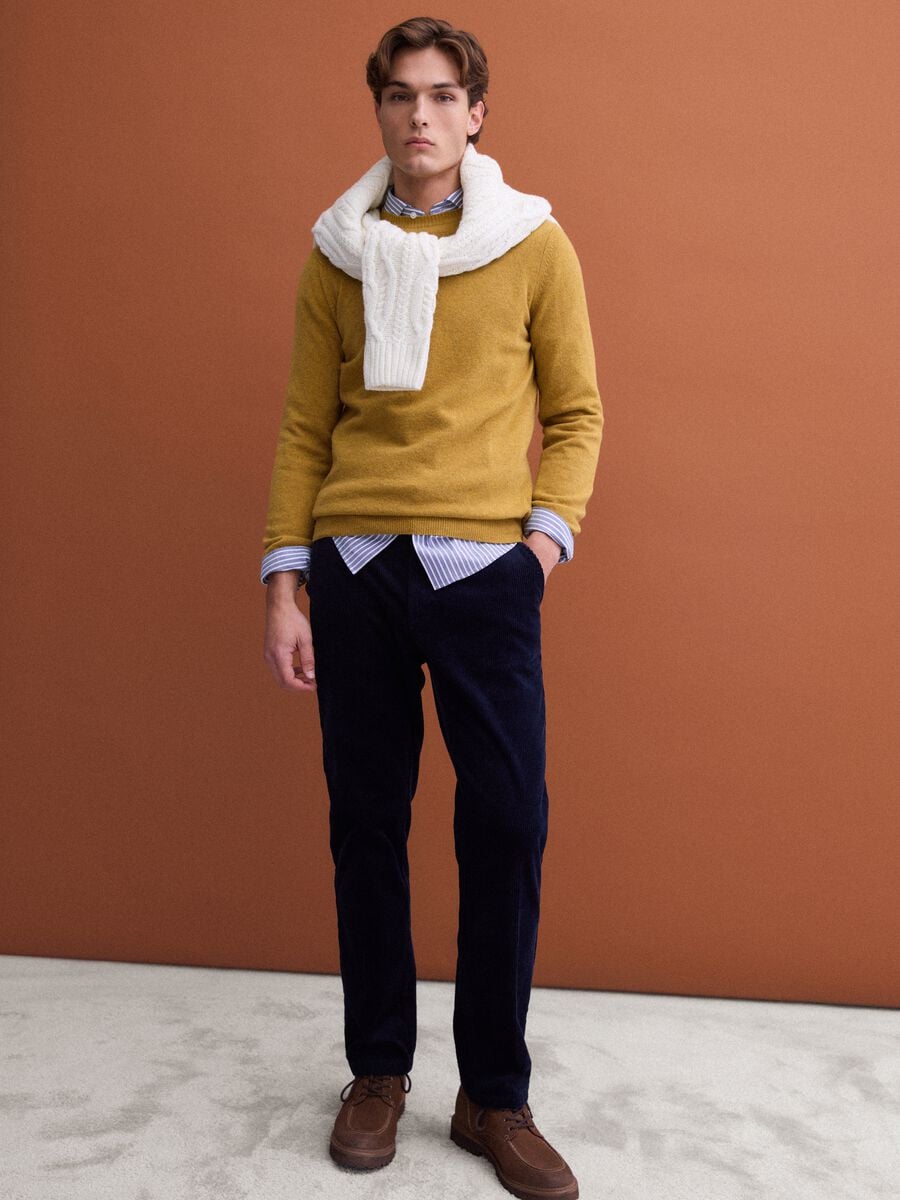Yellow pure lambswool crew-neck jumper, regular fit_1