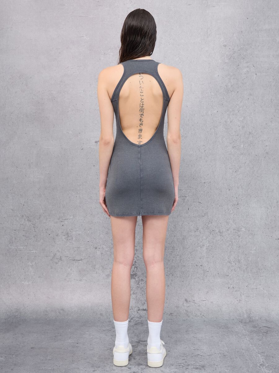 Backless Vintage Grey Mini Dress _1